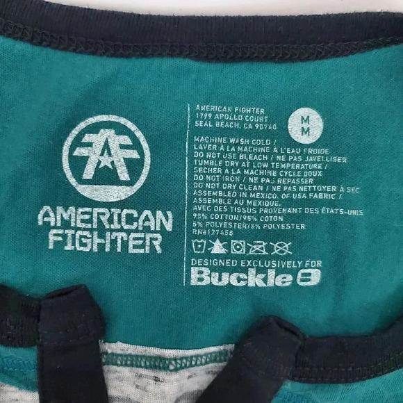 Women's AMERICAN FIGHTER Buckle Gray Long Sleeve T Shirt‎ SZ M Top Orange Medium - Picture 7 of 10